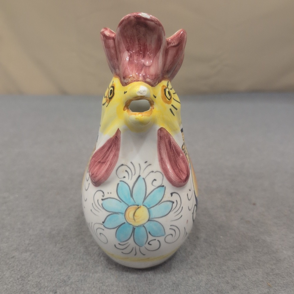 Vintage Italian Ceramic Rooster Pitcher Hand Painted Raffaellesco Dragon Creamer - Picture 2 of 8